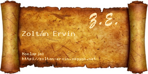 Zoltán Ervin névjegykártya