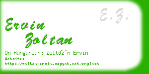 ervin zoltan business card